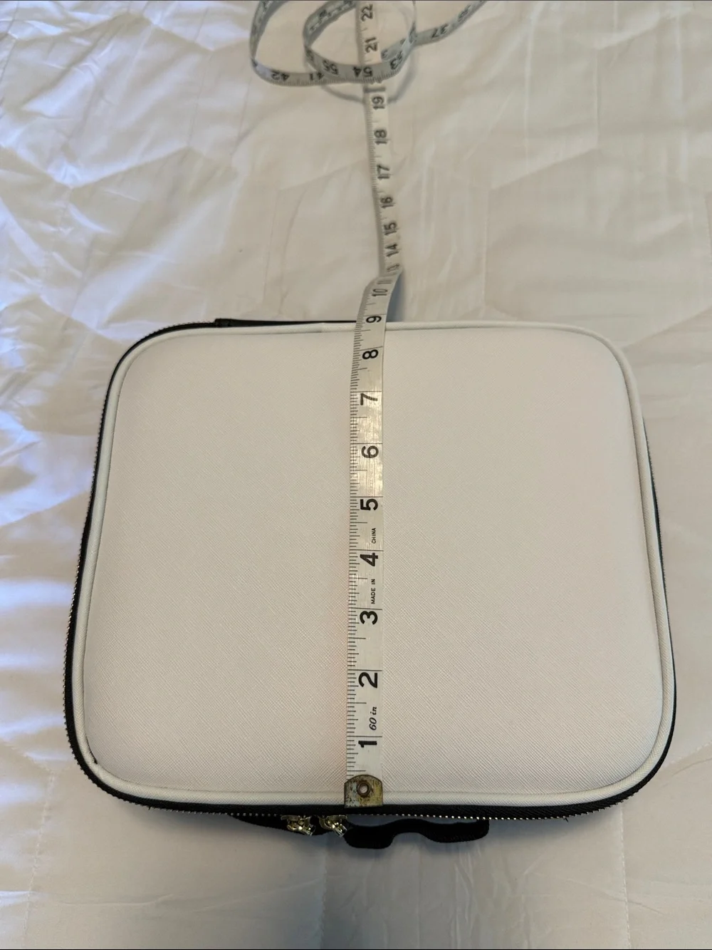 White Square Travel Case - Compact Cosmetic or Tech Organizer